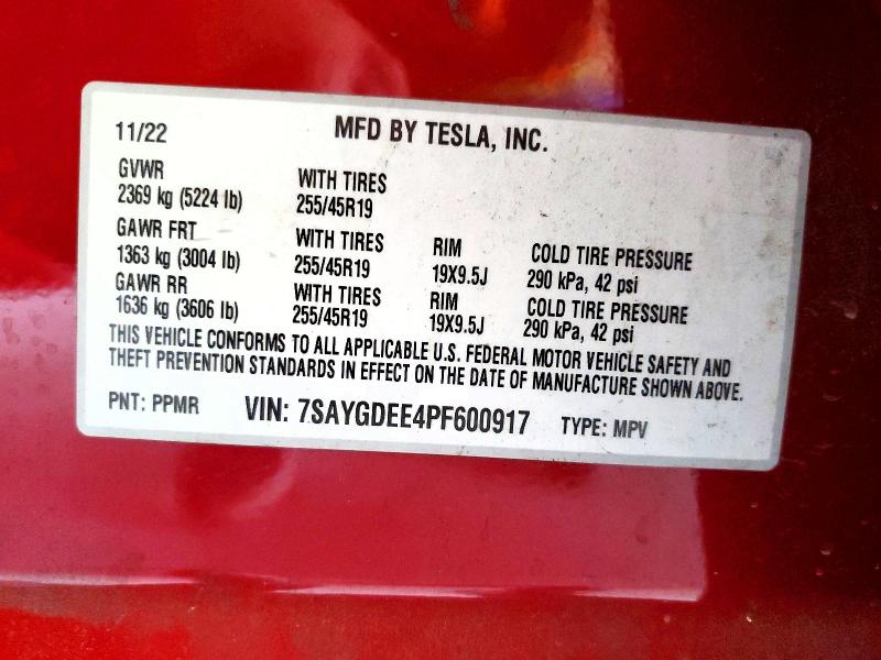 65305116 :رقم المزاد ، 7SAYGDEE4PF600917 vin ، 2023 Tesla Model Y مزاد بيع