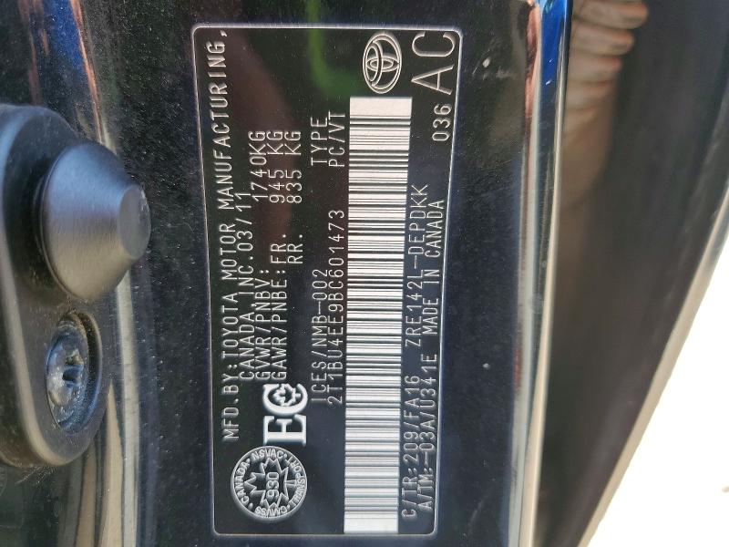 Продажа на аукционе авто 2011 Toyota Corolla, vin: 2T1BU4EE9BC601473, номер лота: 63572506
