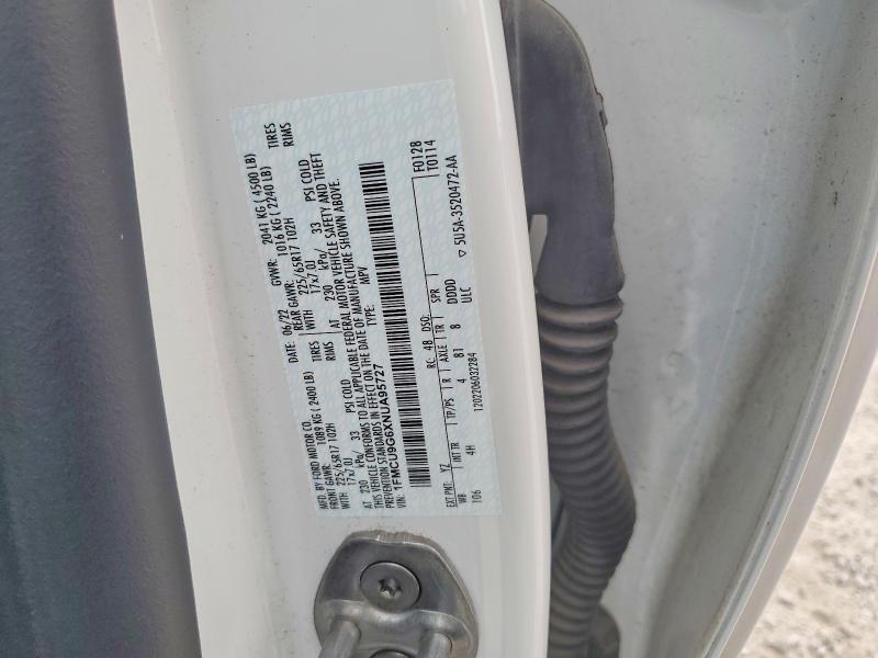 65786556 :رقم المزاد ، 1FMCU9G6XNUA95727 vin ، 2022 Ford Escape مزاد بيع