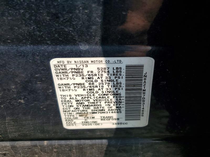 Aukcja sprzedaży 2013 Nissan Murano, vin: JN8AZ1MW7DW314685, numer aukcji: 64022476