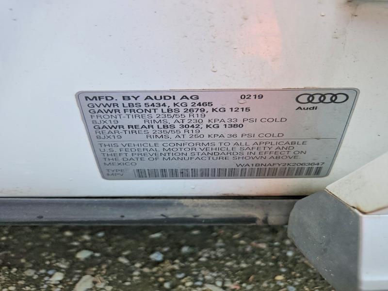 Продажа на аукционе авто 2019 Audi Q5, vin: WA1BNAFY2K2063647, номер лота: 67168736