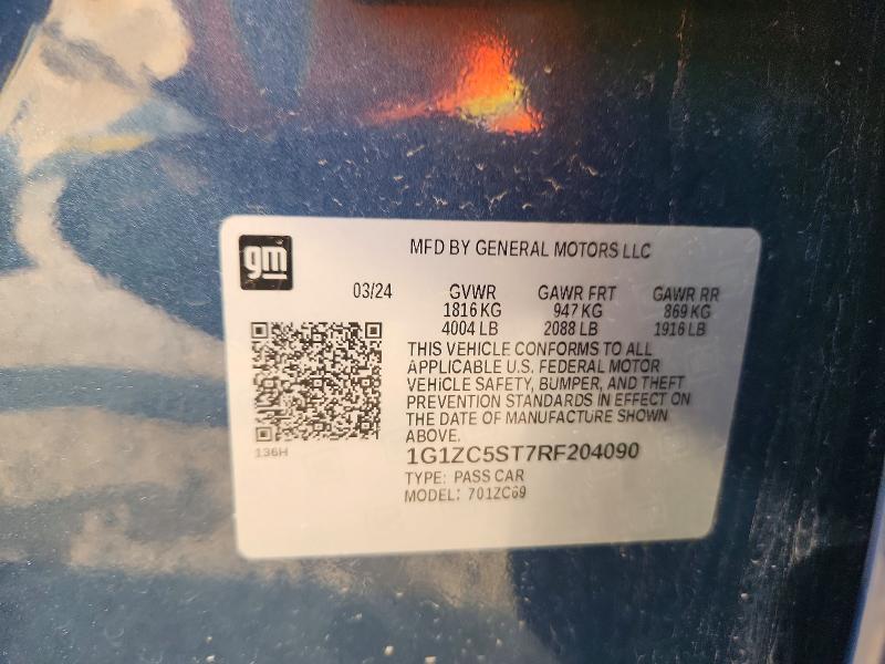 2024 Chevrolet Malibu მანქანა იყიდება აუქციონზე, vin: 1G1ZC5ST7RF204090, აუქციონის ნომერი: 65221656