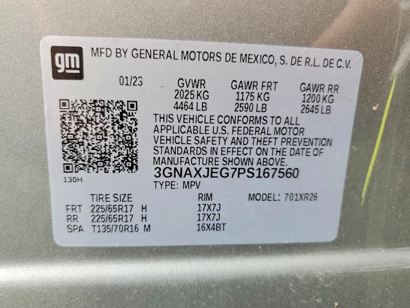 65172166 :رقم المزاد ، 3GNAXJEG7PS167560 vin ، 2023 Chevrolet Equinox مزاد بيع