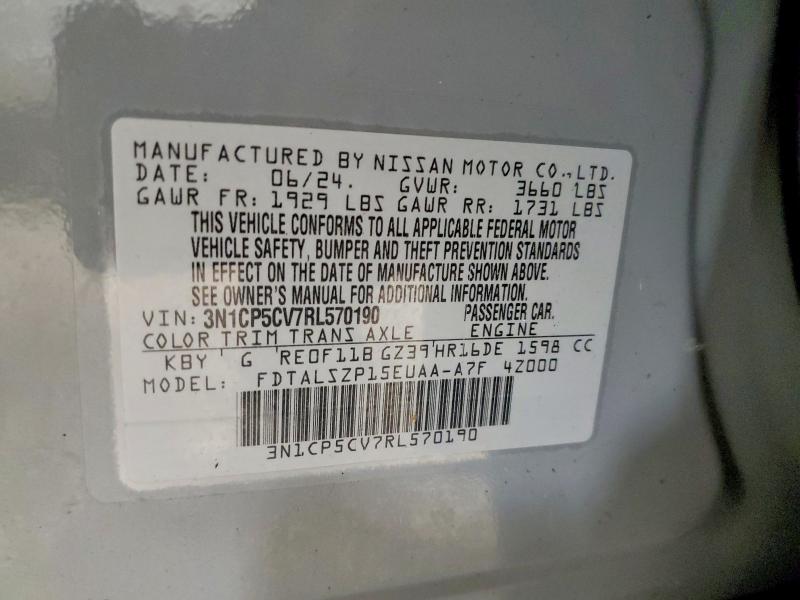 66292856 :رقم المزاد ، 3N1CP5CV7RL570190 vin ، 2024 Nissan Kicks مزاد بيع