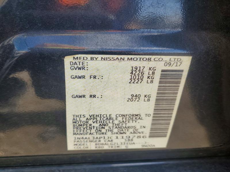 2018 Nissan Altima მანქანა იყიდება აუქციონზე, vin: 1N4AL3AP1JC119786, აუქციონის ნომერი: 65867186