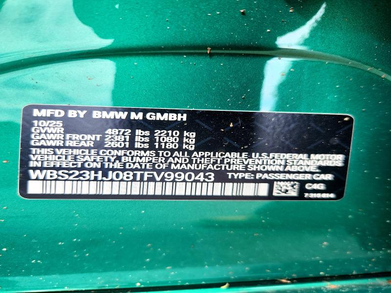 Aukcja sprzedaży 2026 Bmw M3, vin: WBS23HJ08TFV99043, numer aukcji: 63718766