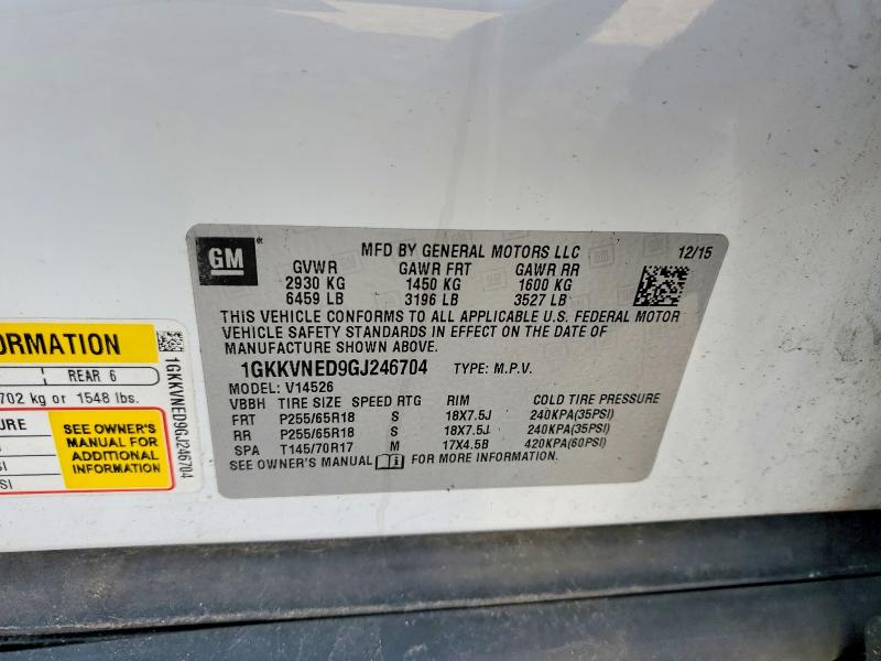 64050886 :رقم المزاد ، 1GKKVNED9GJ246704 vin ، 2016 Gmc Acadia مزاد بيع