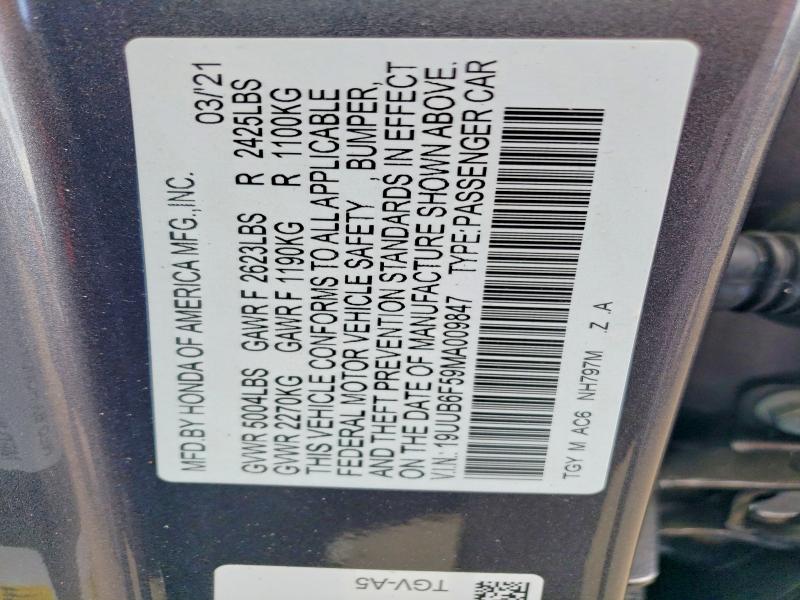 Продаж на аукціоні авто 2021 Acura Tlx, vin: 19UUB6F59MA009847, номер лоту: 65177576