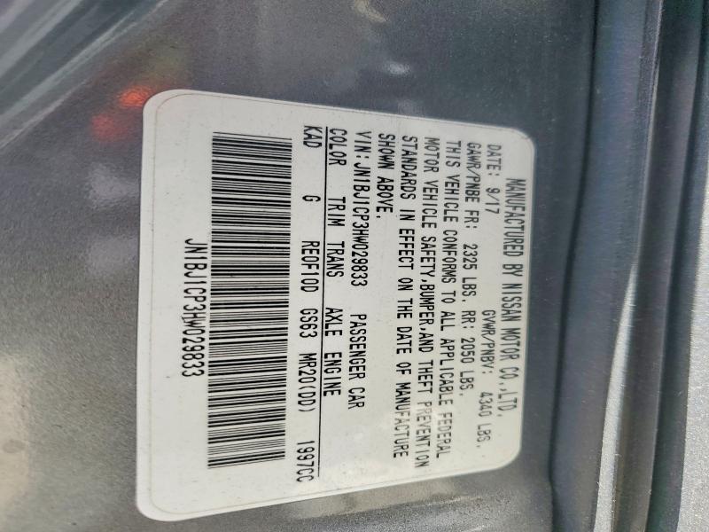 66112216 :رقم المزاد ، JN1BJ1CP3HW029833 vin ، 2017 Nissan Rogue Sport مزاد بيع