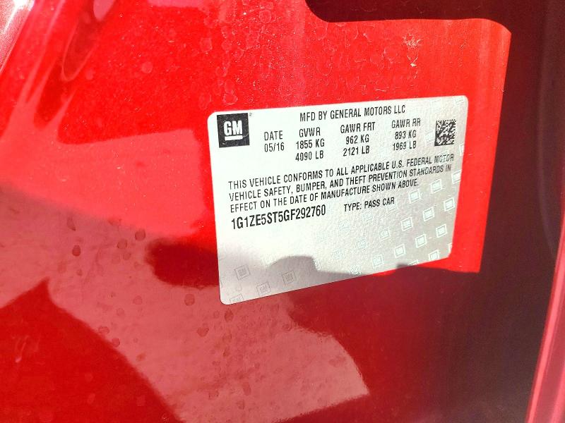 63529526 :رقم المزاد ، 1G1ZE5ST5GF292760 vin ، 2016 Chevrolet Malibu مزاد بيع