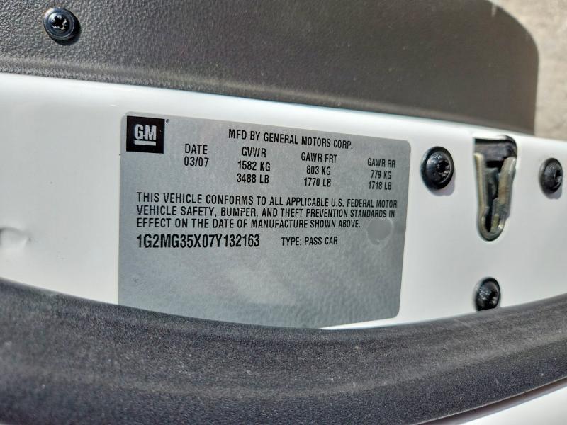2007 Pontiac Solstice მანქანა იყიდება აუქციონზე, vin: 1G2MG35X07Y132163, აუქციონის ნომერი: 64805296