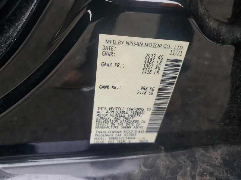 66640666 :رقم المزاد ، 1N4BL4CWXNN302340 vin ، 2022 Nissan Altima مزاد بيع