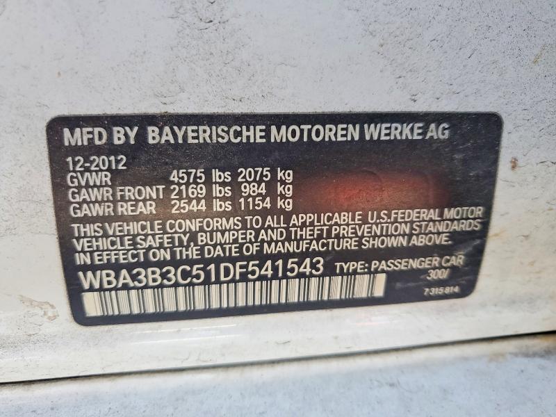 2013 Bmw 328 მანქანა იყიდება აუქციონზე, vin: WBA3B3C51DF541543, აუქციონის ნომერი: 62085116