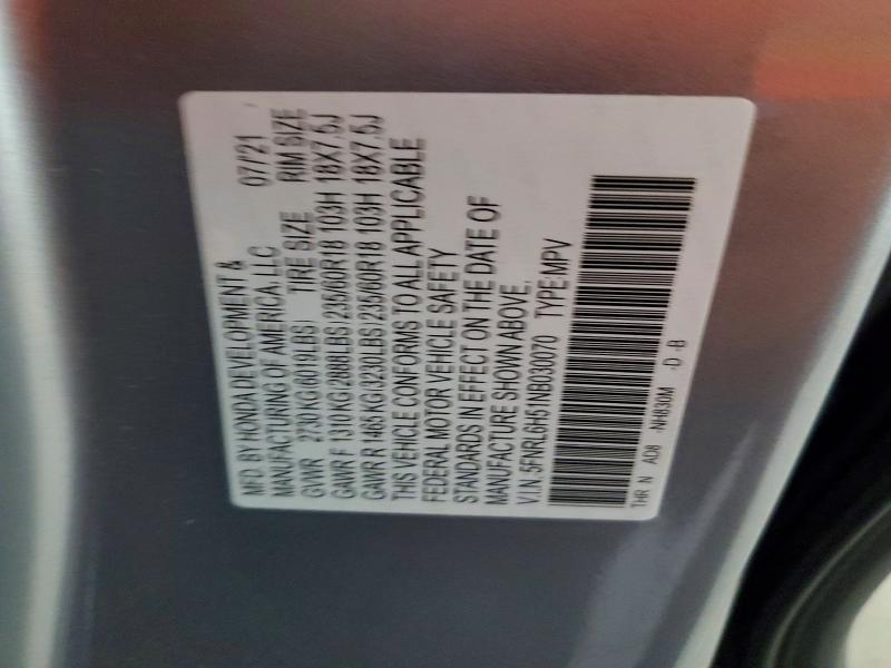 Продаж на аукціоні авто 2022 Honda Odyssey, vin: 5FNRL6H51NB030070, номер лоту: 62882066
