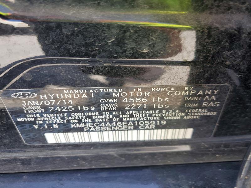 Aukcja sprzedaży 2014 Hyundai Sonata, vin: KMHEC4A46EA105919, numer aukcji: 65672736