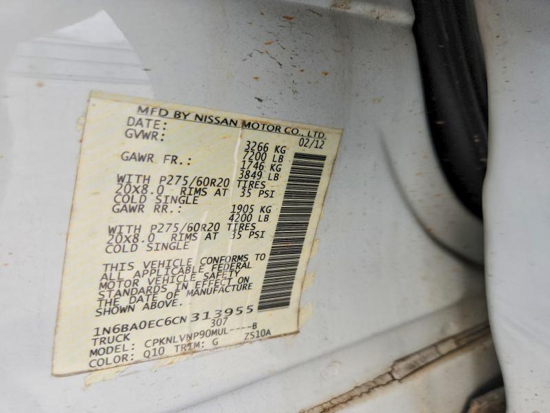 Aukcja sprzedaży 2012 Nissan Titan, vin: 1N6BA0EC6CN313955, numer aukcji: 64247226