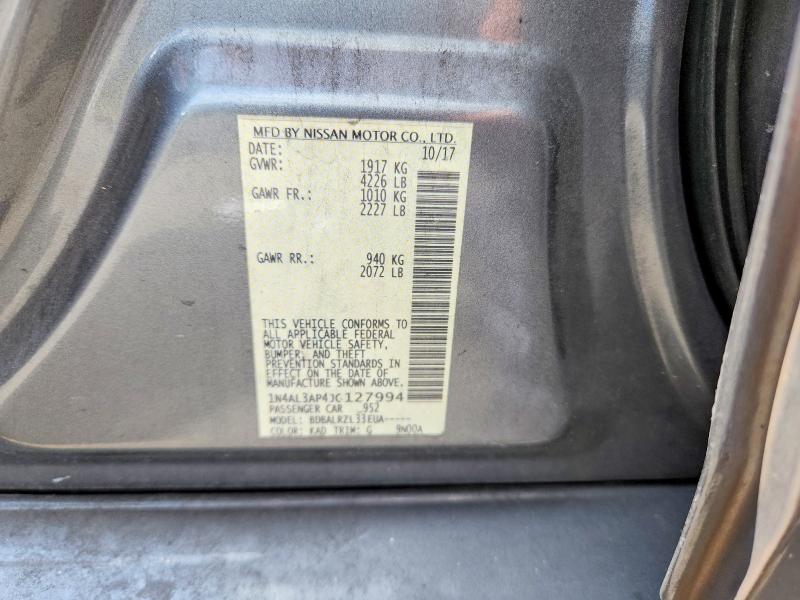 61448756 :رقم المزاد ، 1N4AL3AP4JC127994 vin ، 2018 Nissan Altima مزاد بيع