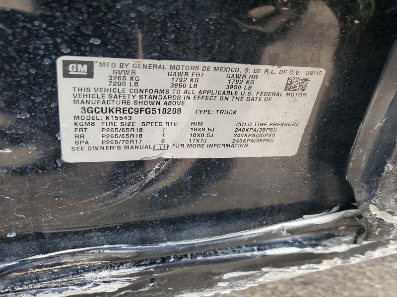 2015 Chevrolet Silverado მანქანა იყიდება აუქციონზე, vin: 3GCUKREC9FG510208, აუქციონის ნომერი: 66947506