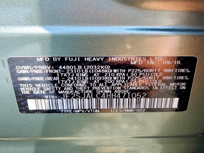 Aukcja sprzedaży 2017 Subaru Forester, vin: JF2SJALC4HH471052, numer aukcji: 62534156