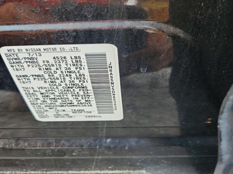 63996956 :رقم المزاد ، JN8AS5MV5DW653836 vin ، 2013 Nissan Rogue مزاد بيع