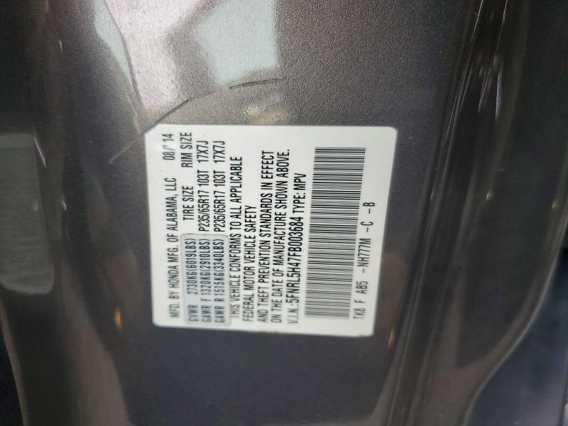 Aukcja sprzedaży 2015 Honda Odyssey, vin: 5FNRL5H47FB003684, numer aukcji: 65191866