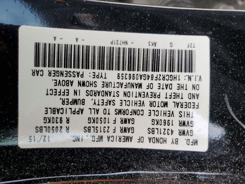 63935086 :رقم المزاد ، 1HGCR2F84GA096359 vin ، 2016 Honda Accord مزاد بيع