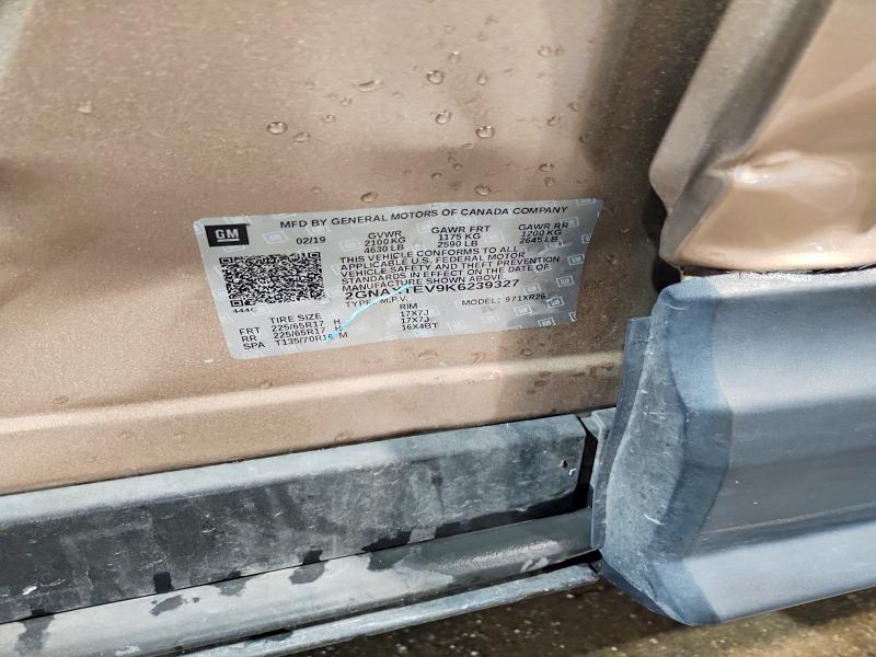 Aukcja sprzedaży 2019 Chevrolet Equinox, vin: 2GNAXTEV9K6239327, numer aukcji: 62111036