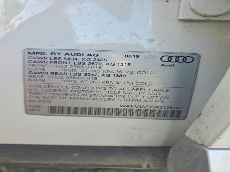 Aukcja sprzedaży 2019 Audi Q5, vin: WA1ANAFY2K2125107, numer aukcji: 65411046