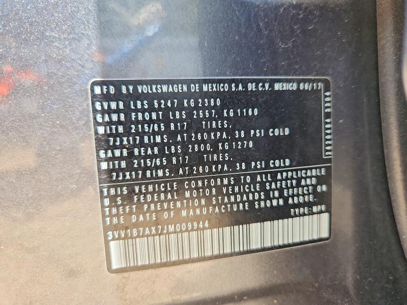 Aukcja sprzedaży 2018 Volkswagen Tiguan, vin: 3VV1B7AX7JM009944, numer aukcji: 65752076