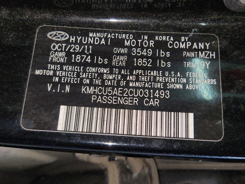 63687796 :رقم المزاد ، KMHCU5AE2CU031493 vin ، 2012 Hyundai Accent مزاد بيع
