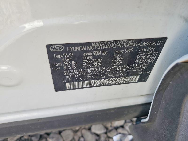 Aukcja sprzedaży 2017 Hyundai Santa Fe Sport, vin: 5NMZW4LA2HH044384, numer aukcji: 64600246