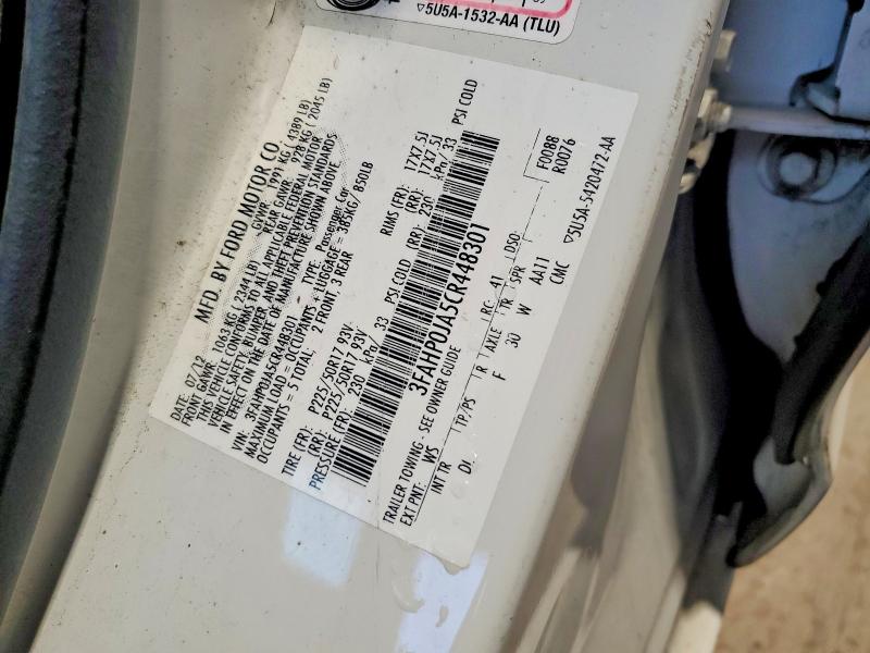 Aukcja sprzedaży 2012 Ford Fusion, vin: 3FAHP0JA5CR448301, numer aukcji: 64560796