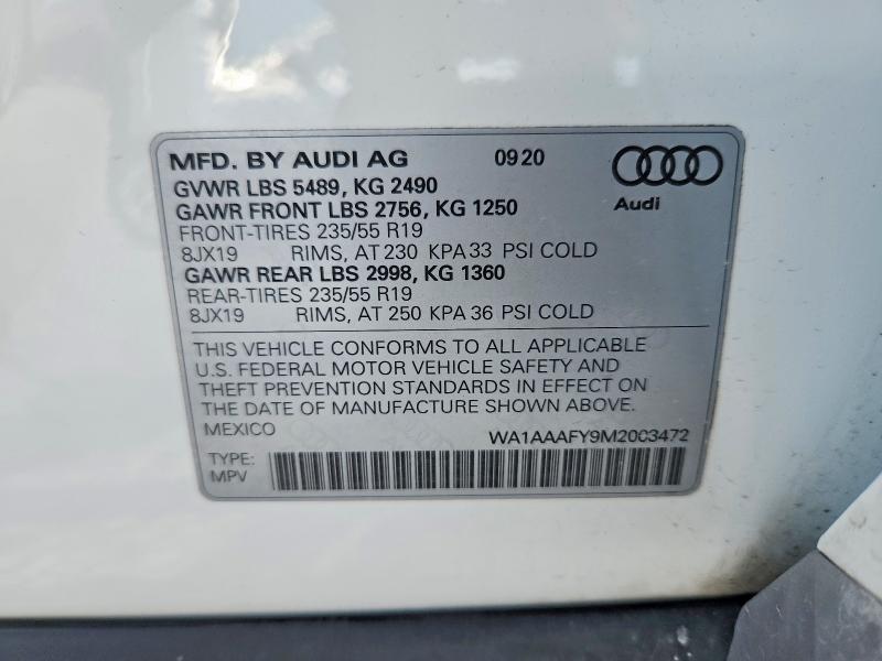 Продаж на аукціоні авто 2021 Audi Q5, vin: WA1AAAFY9M2003472, номер лоту: 62702416