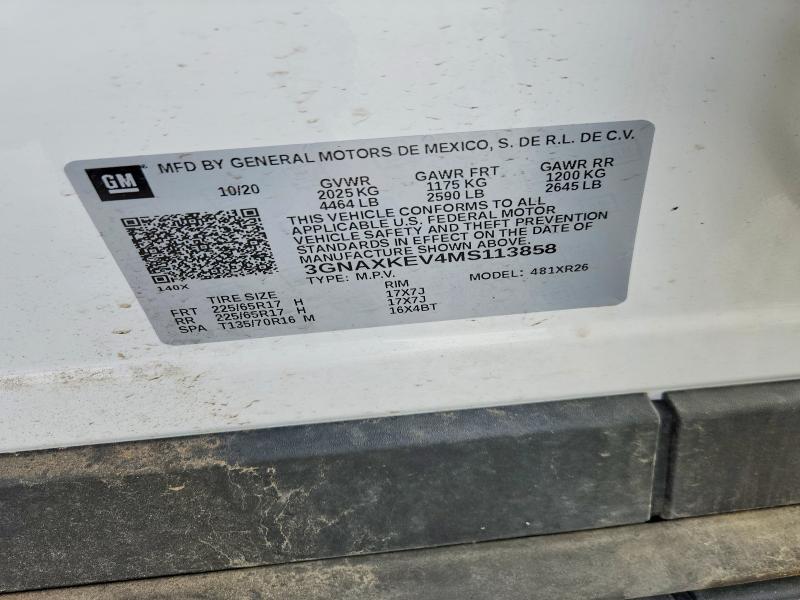 Aukcja sprzedaży 2021 Chevrolet Equinox, vin: 3GNAXKEV4MS113858, numer aukcji: 66118666