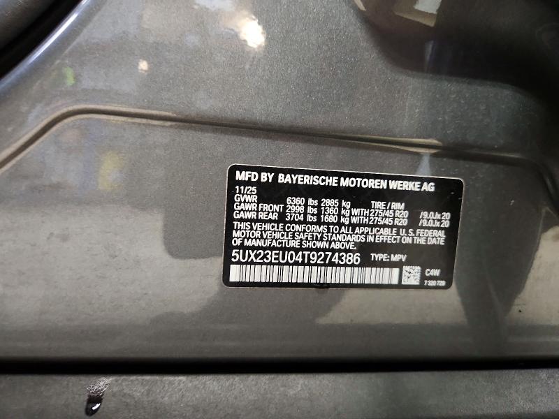 66019086 :رقم المزاد ، 5UX23EU04T9274386 vin ، 2026 Bmw X5 مزاد بيع