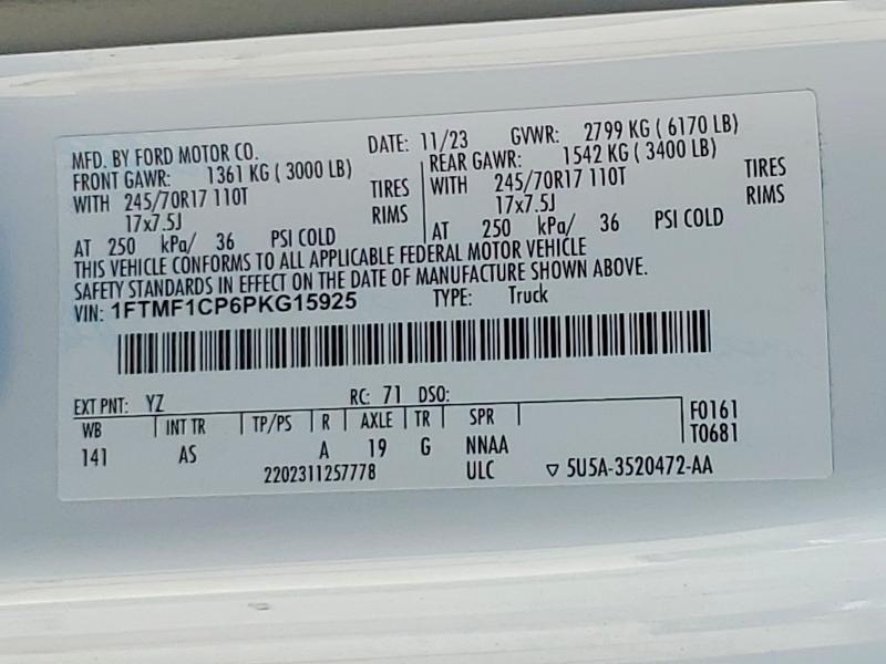 Aukcja sprzedaży 2023 Ford F150, vin: 1FTMF1CP6PKG15925, numer aukcji: 65508046