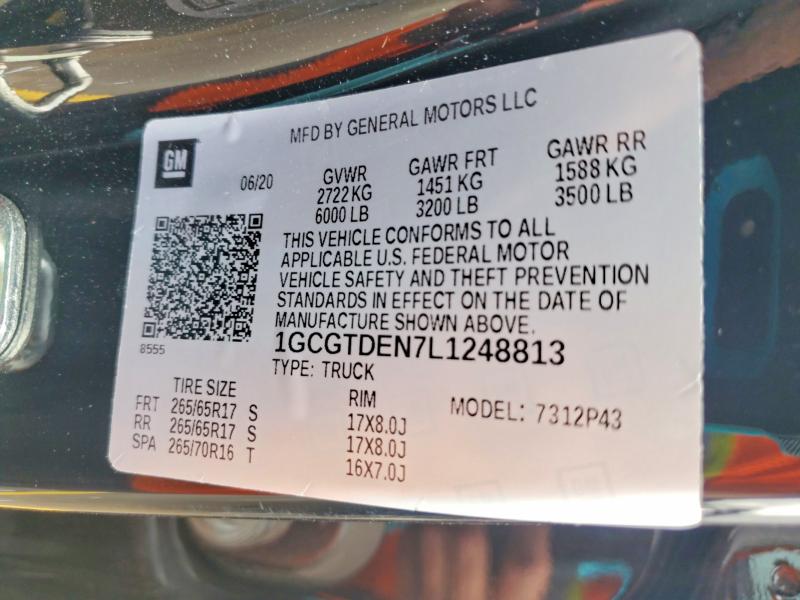 64305726 :رقم المزاد ، 1GCGTDEN7L1248813 vin ، 2020 Chevrolet Colorado مزاد بيع