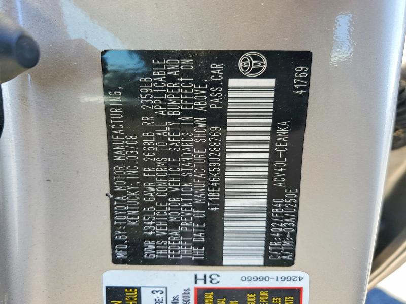 63919466 :رقم المزاد ، 4T1BE46K59U288769 vin ، 2009 Toyota Camry مزاد بيع