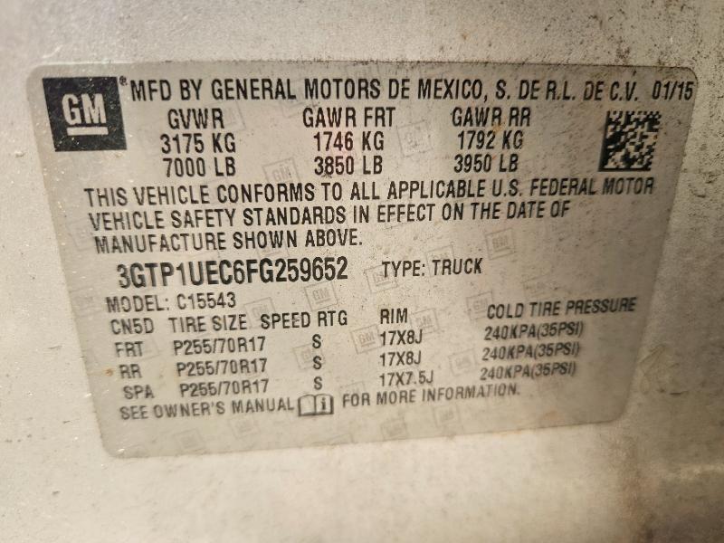 Продажа на аукционе авто 2015 Gmc Sierra, vin: 3GTP1UEC6FG259652, номер лота: 65011856