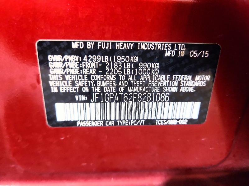 2015 Subaru Impreza მანქანა იყიდება აუქციონზე, vin: JF1GPAT62F8281086, აუქციონის ნომერი: 66495816