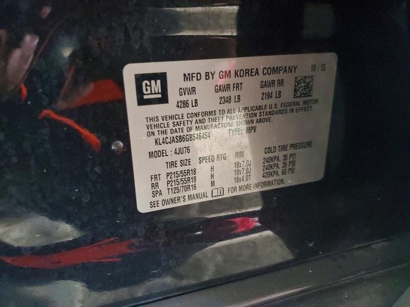 64255196 :رقم المزاد ، KL4CJASB6GB546454 vin ، 2016 Buick Encore مزاد بيع