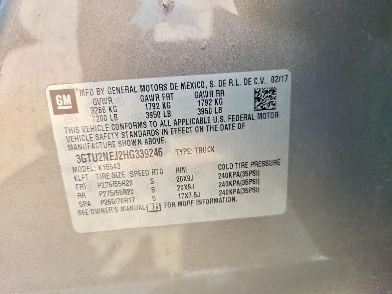 2017 Gmc Sierra მანქანა იყიდება აუქციონზე, vin: 3GTU2NEJ2HG339246, აუქციონის ნომერი: 63679786