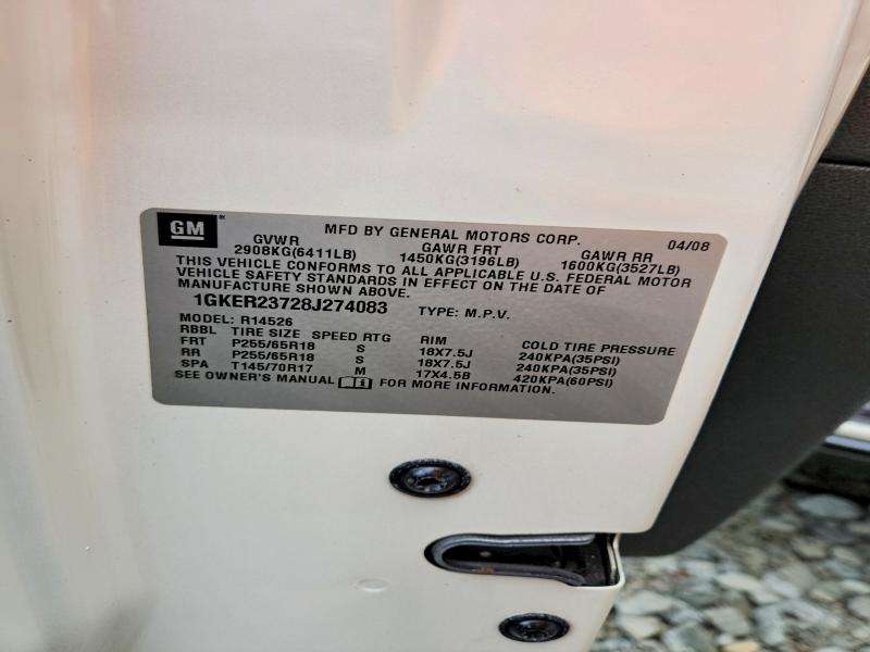64391296 :رقم المزاد ، 1GKER23728J274083 vin ، 2008 Gmc Acadia مزاد بيع