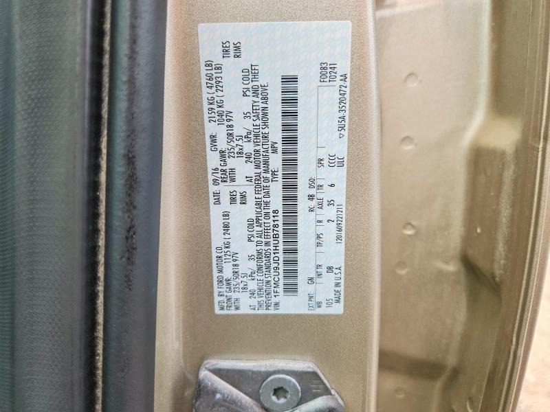 65018176 :رقم المزاد ، 1FMCU9JD1HUB78118 vin ، 2017 Ford Escape مزاد بيع