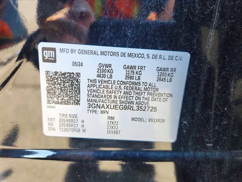2024 Chevrolet Equinox მანქანა იყიდება აუქციონზე, vin: 3GNAXUEG9RL352725, აუქციონის ნომერი: 64322146