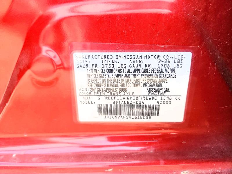 Aukcja sprzedaży 2017 Nissan Versa, vin: 3N1CN7AP5HL816058, numer aukcji: 66633656