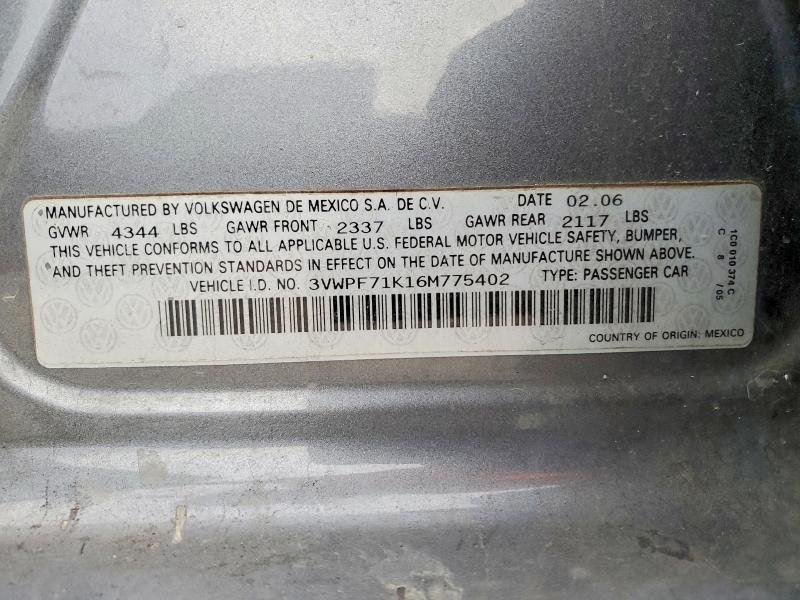 Продажа на аукционе авто 2006 Volkswagen Jetta, vin: 3VWPF71K16M775402, номер лота: 66700516