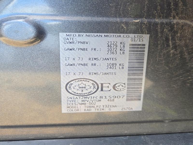 Продаж на аукціоні авто 2015 Nissan Rogue, vin: 5N1AT2MV3FC815907, номер лоту: 65000136