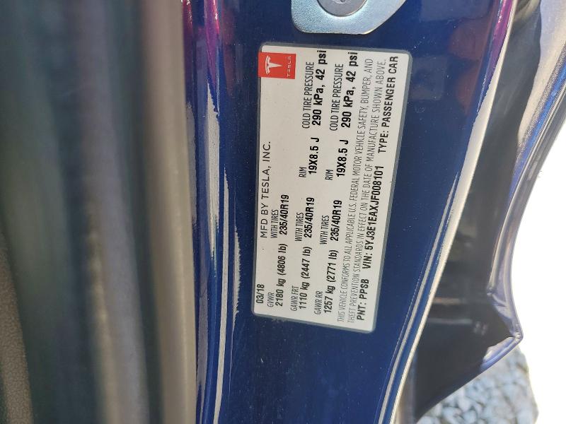 2018 Tesla Model 3 მანქანა იყიდება აუქციონზე, vin: 5YJ3E1EAXJF008101, აუქციონის ნომერი: 64140476