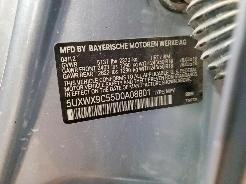 65935276 :رقم المزاد ، 5UXWX9C55D0A08801 vin ، 2013 Bmw X3 مزاد بيع